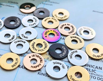 Engraved Travel Token: Custom City, Country, Destination Ring
