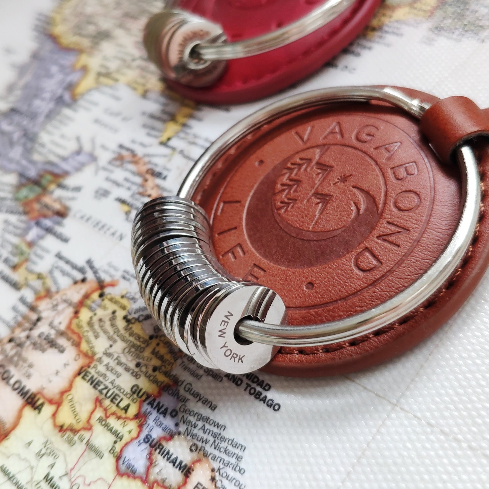 Traveler Keychain Brown Travel Keyring Travel Gift Travel Etsy