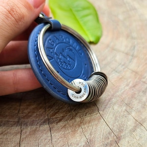 Ocean Blue Custom Travel Keychain | Engraved World Traveler Keyring with Country Tags & Tokens | Unique Gift for Travelers | Travel Gift