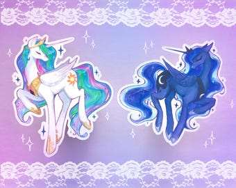 My Little Pony~ Luna + Celestia Glossy Vinyl Stickers