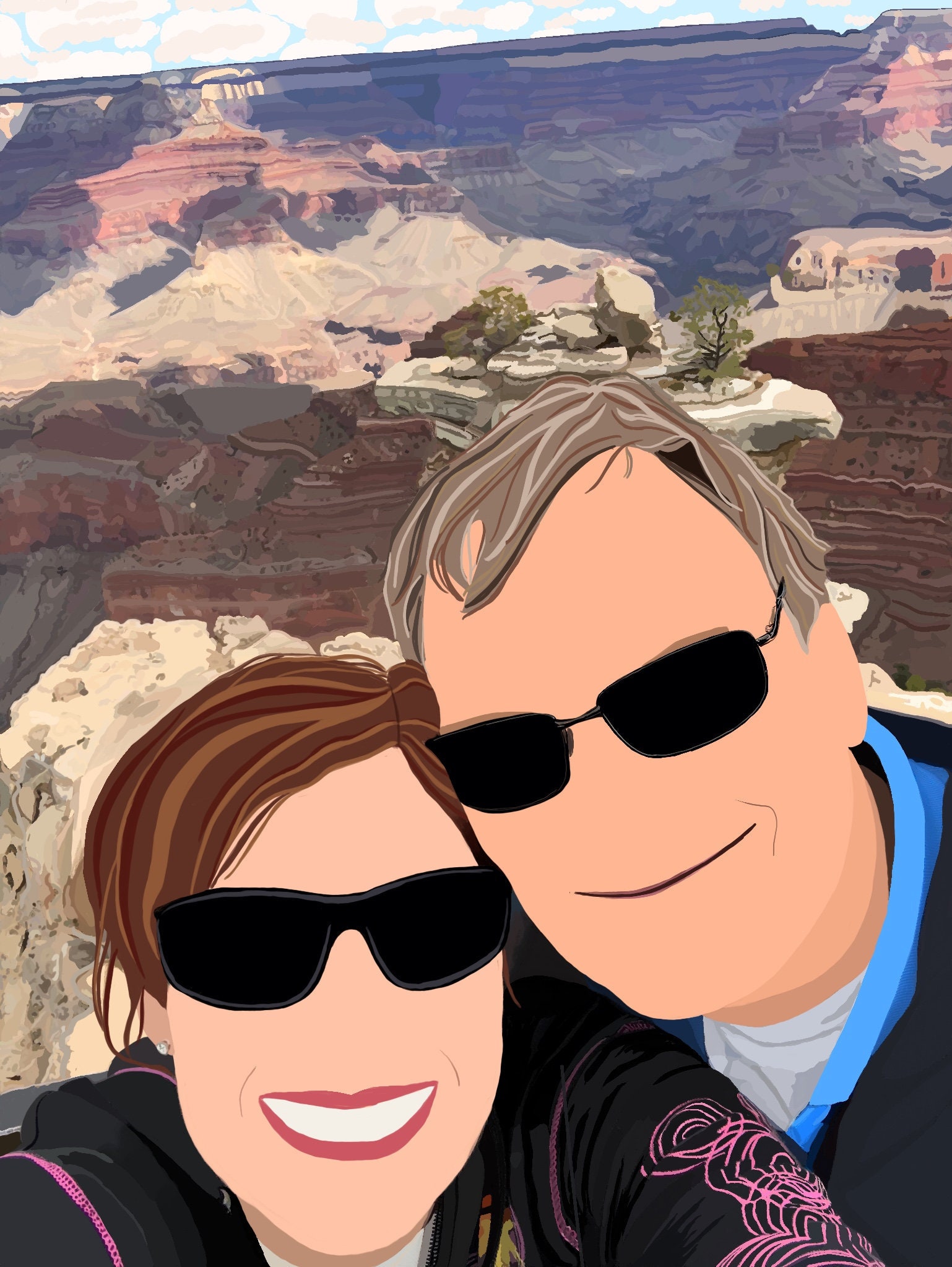 Detailed Background Custom Portrait for Couples Two People | Etsy