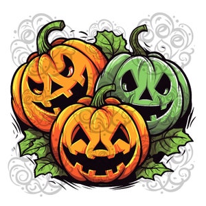 Halloween Pumpkins, Halloween Digital design- png, svg, dxf, eps, jpeg Clipart Vector Graphics