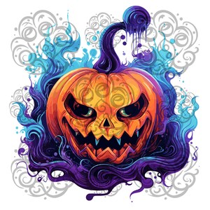 Halloween Ghost Pumpkin, Digital design- png, svg, dxf, eps, jpeg Clipart Vector Graphics