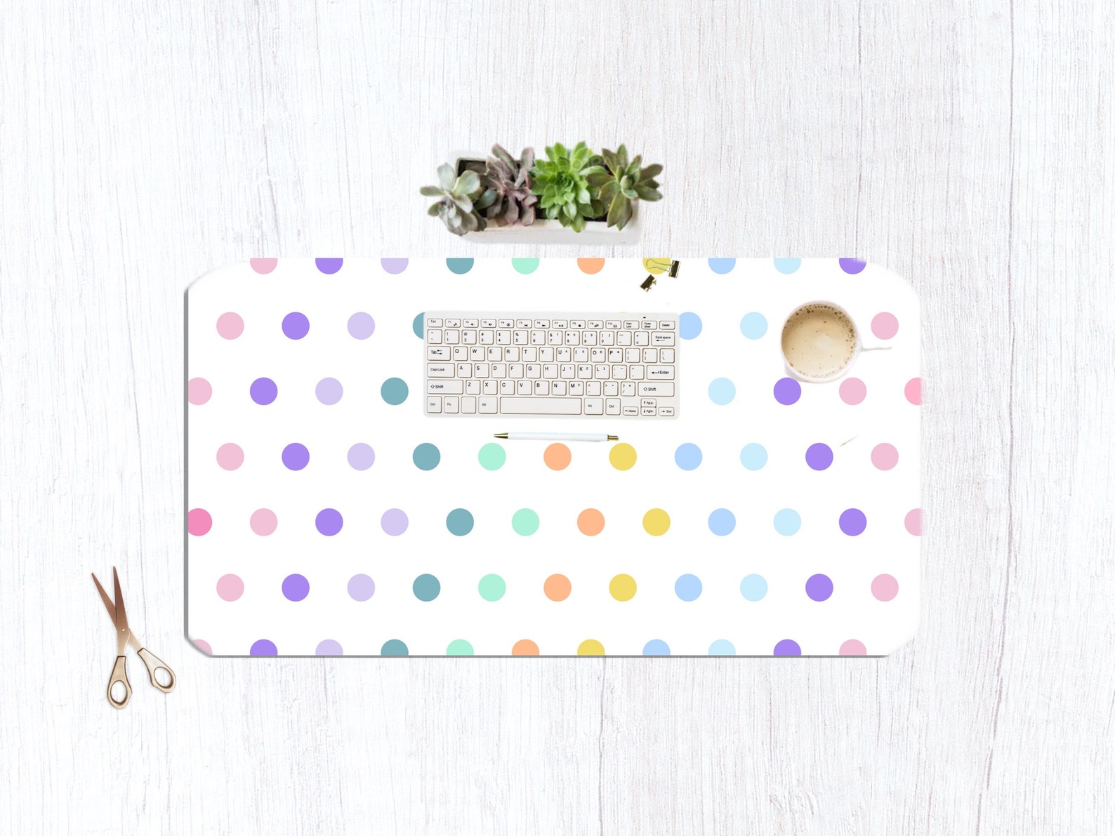 Rainbow Polka Dot Desk Mat Cute Desk Pad Large Mouse Pad Etsy