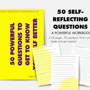 50 POWERFUL QUESTIONS to Get to Know Yourself BETTER | Self-Discovery Journal | Self-Reflection Guided Journal | Printable Journal Prompt