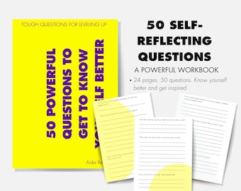 50 PREGUNTAS PODEROSAS para conocerse MEJOR a sí mismo / Diario de autodescubrimiento / Diario guiado de autorreflexión / Mensaje de diario imprimible