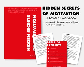 Libro guía de secretos ocultos de la motivación / El mejor libro de ejercicios de poder motivacional / Libro electrónico de la guía de establecimiento de objetivos / Descarga instantánea en PDF imprimible