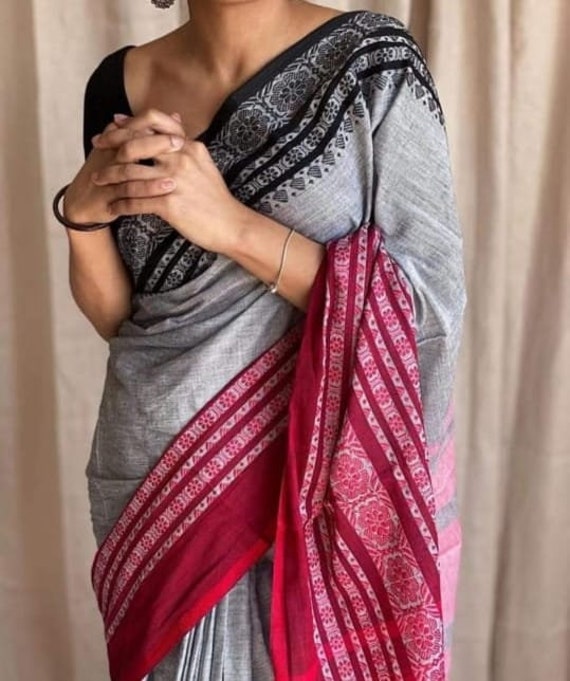 Begumpuri Pure Khadi Saree With Blouse Piece Handwoven Soft - Etsy