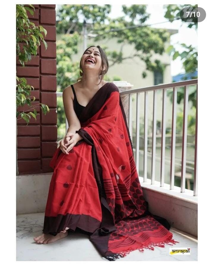 Black and red party wear saree hot sale