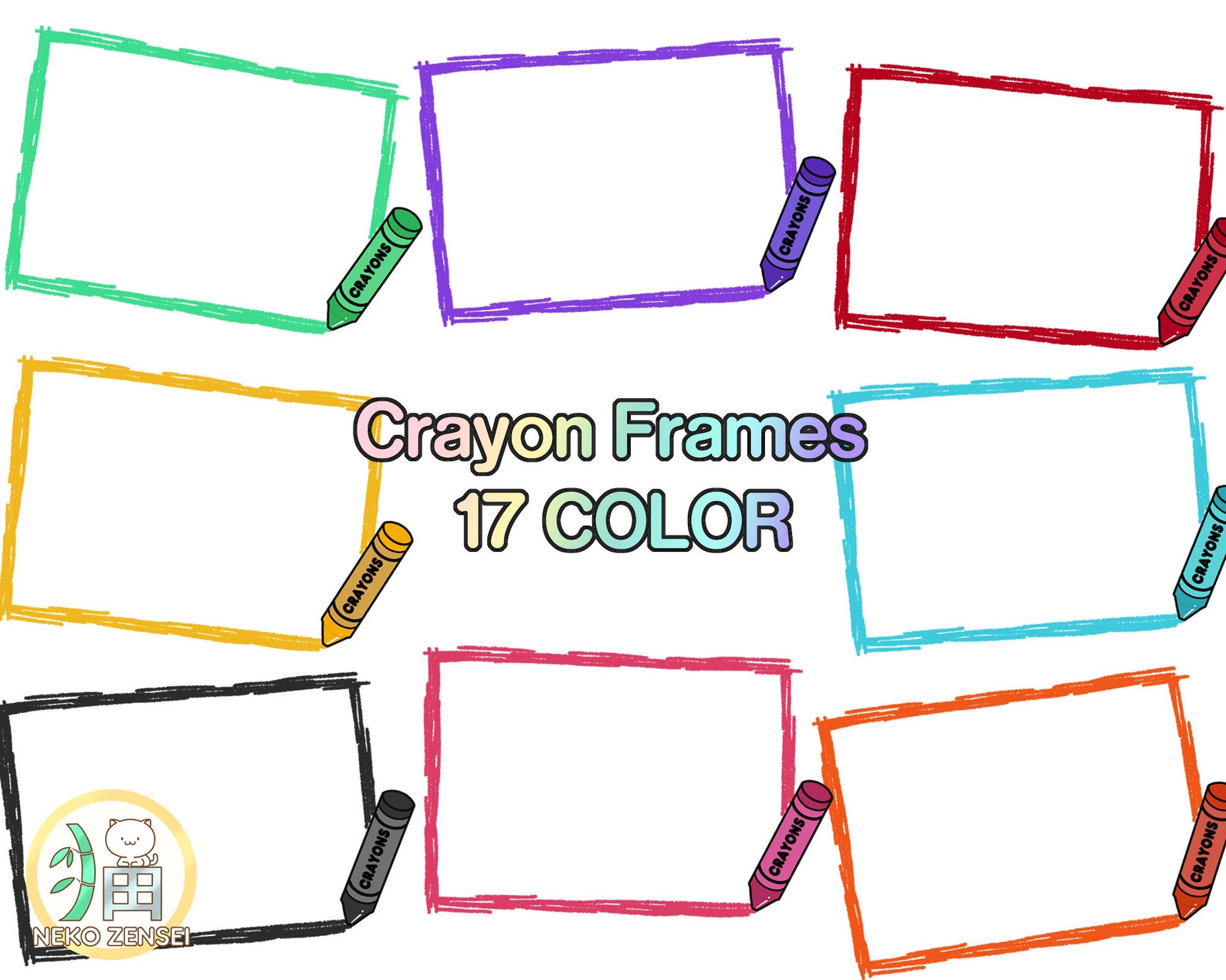 Crayon Frames clipart Crayon clipart colorful clipart Etsy