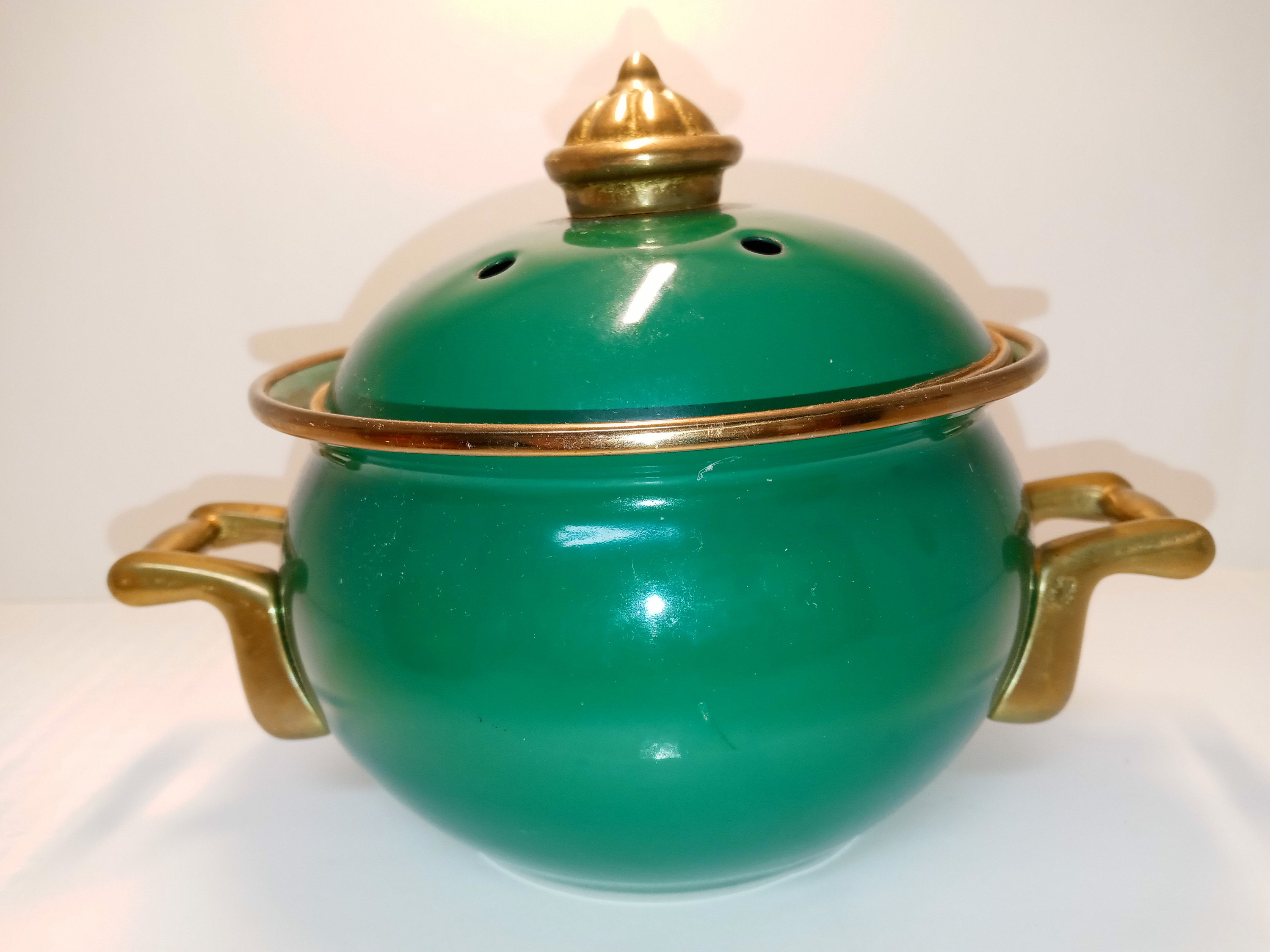 Enamel & Brass Simmer Pot / Potpourri pot 1960s Vintage Etsy