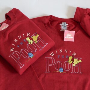 Winnie The Pooh Embroidered Crewneck: Cardinal Red, Cotton Blend