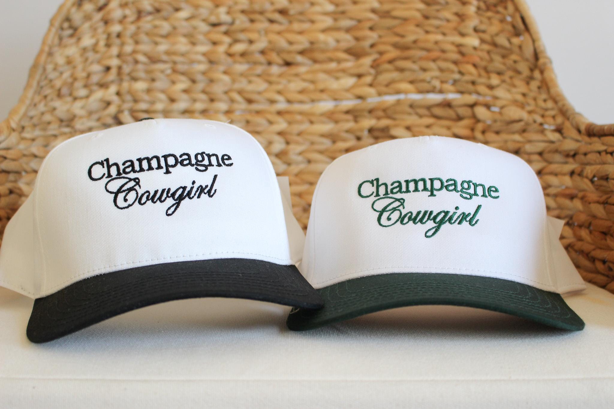 Champagne Cowgirl Embroidered Cap in Cream and Green Baseball Style Hat NWT Champagne Cowgirl Trucker Hat - Etsy New Zealand main image 2