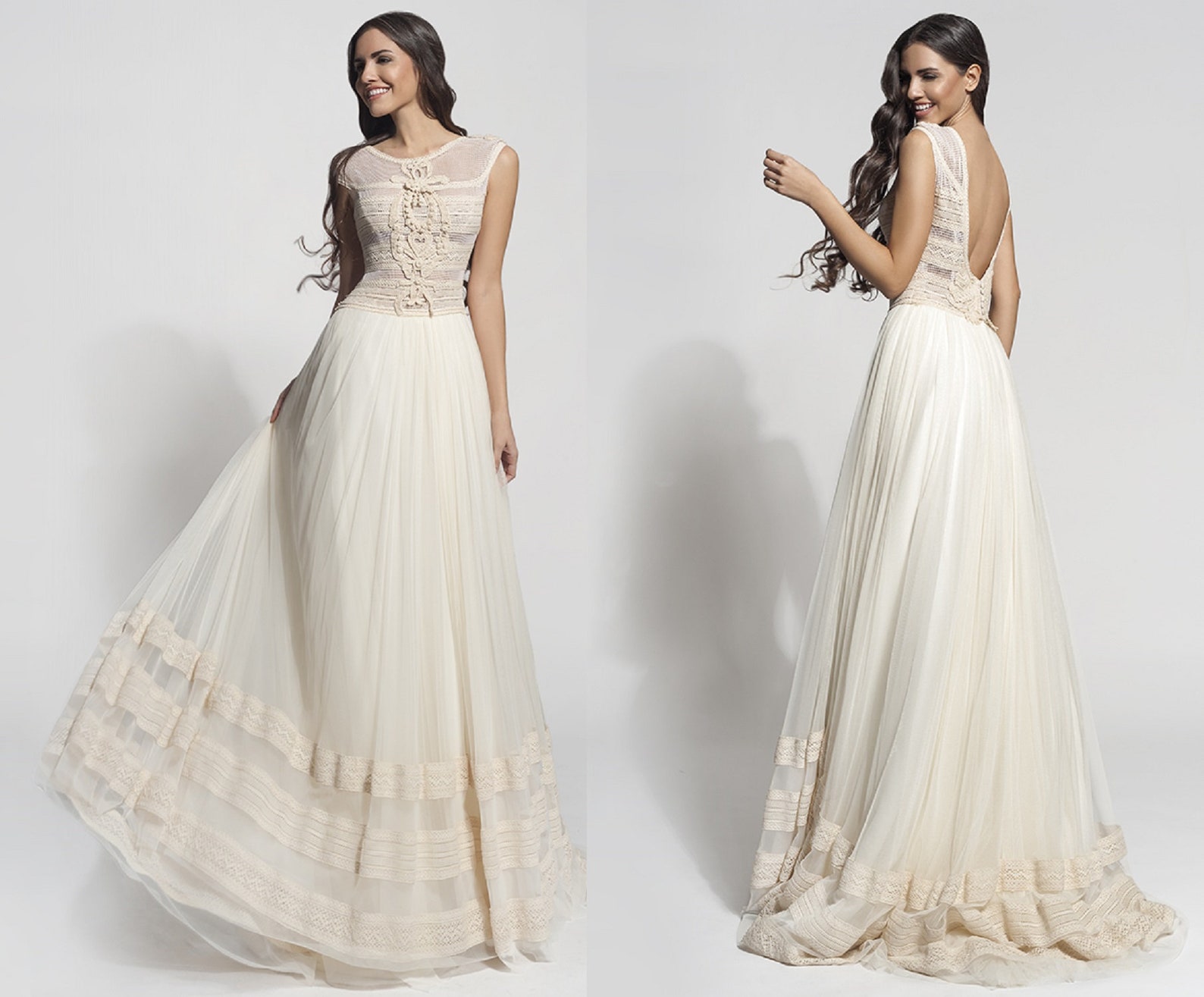 Hochzeitskleid Fürstin Boho Vintage Hippie handgefertigt ...