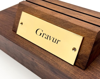 Square brass sign, polished and lacquered, 120x40x2mm, customizable engraving, brass signs, door signs, doorbell signs - AN: 542 M1