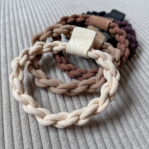 5 x braided hair ties stylish hair ties made of braided silk yarn in different colors hair accessories image 1