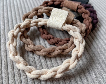 5 x braided hair ties - stylish hair ties made of braided silk yarn in different colors - hair accessories