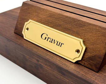 Rectangular brass sign with embossing, 106x31x2.5 mm, polished, durable, Made in Germany, brass signs, signs incl. engraving - AN: 309 M1