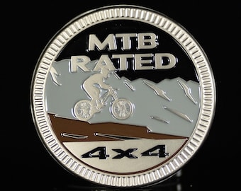 Mountain Bike Rated | Matte Silver | Metal Badge