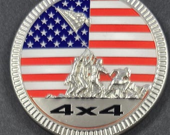 Metal 4x4 Badges | Iwo Jima, Liberty, End of Trail | USA Flag