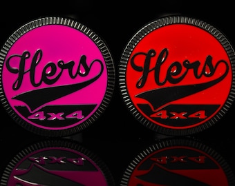 Hers not His | Matte Black | Metal Badge | Red or Purple-Pink