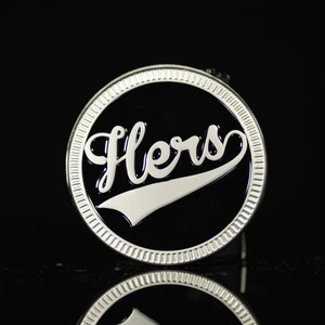 Hers not His | Black & Matte Silver | Metal Badge | (w/out 4x4)