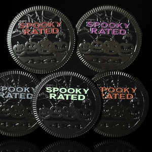 Spooky Rated | Blackout | Metallic Fender Badge | Purple, Red, Orange, Gray