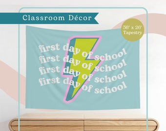 Erster Schultag Banner | Klassenzimmer Kulisse | Grundschuldekor |  Inspirational Poster - Neon Retro
