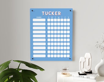 Personalized, Acrylic Chore Chart for Kids | custom chore chart colorful children boy dry erase acrylic homeschool girls boys