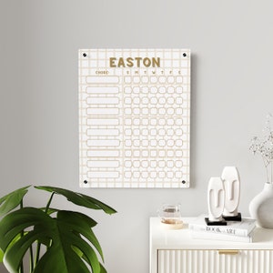 Personalized, Acrylic Chore Chart for Kids | custom, classic chore chart mustard yellow children dry erase acrylic homeschool girls boys