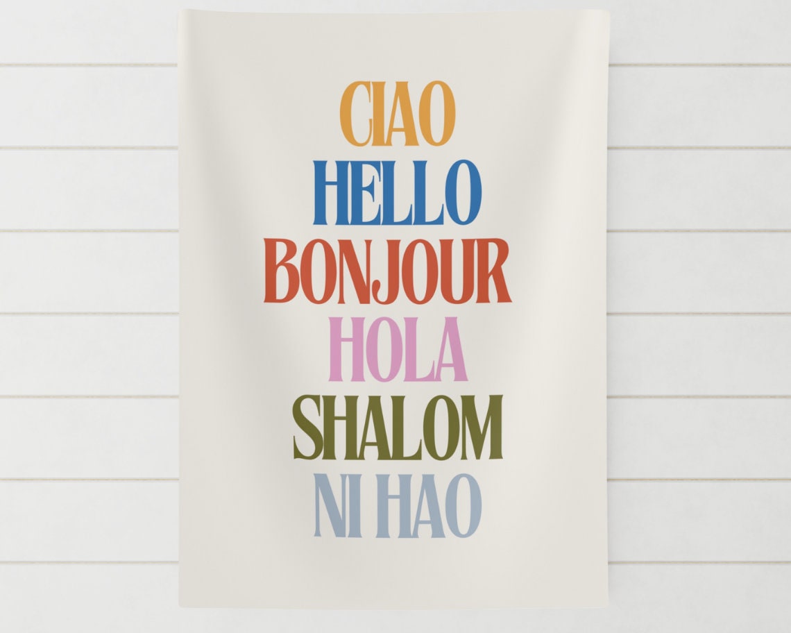 Hello in Different Languages Classroom Tapestry | Fun, Print Décor ...