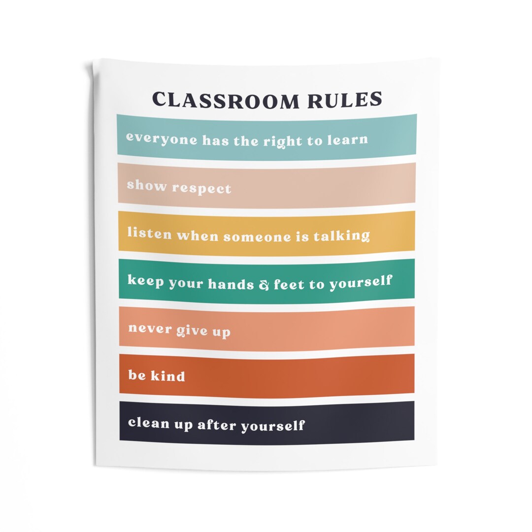 Arazzo da parete con regole di classe / Decorazione Boho della scuola elementare - Italia