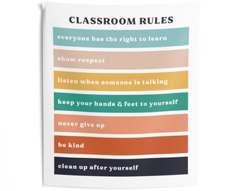 Règles de la classe Tenture murale | Décoration bohème pour école primaire