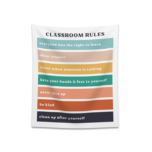 Classroom Rules Wall Tapestry Elementary School Boho Decor Etsy