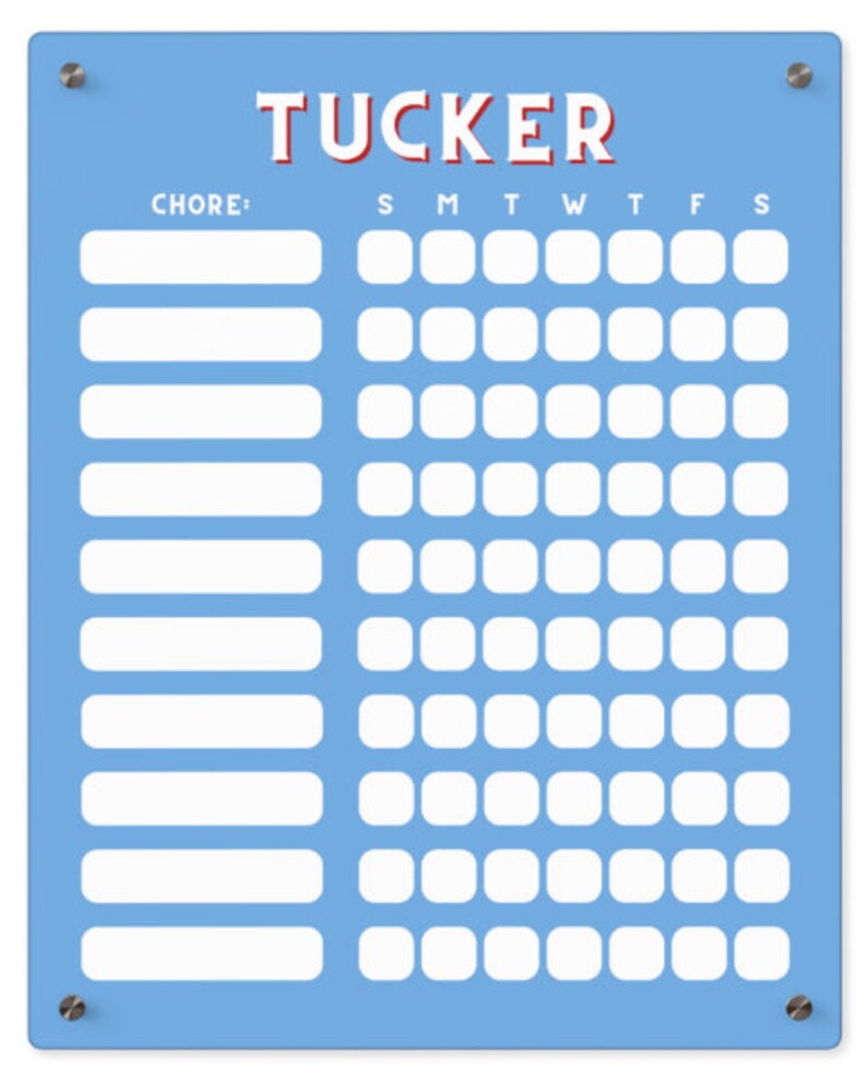 Personalized, Acrylic Chore Chart for Kids | Custom Chore Chart ...