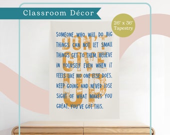 Don't Give Up Classroom Tapestry | Fun, Print Décor | Elementary School Teacher | Inspirational Quote Poster Print