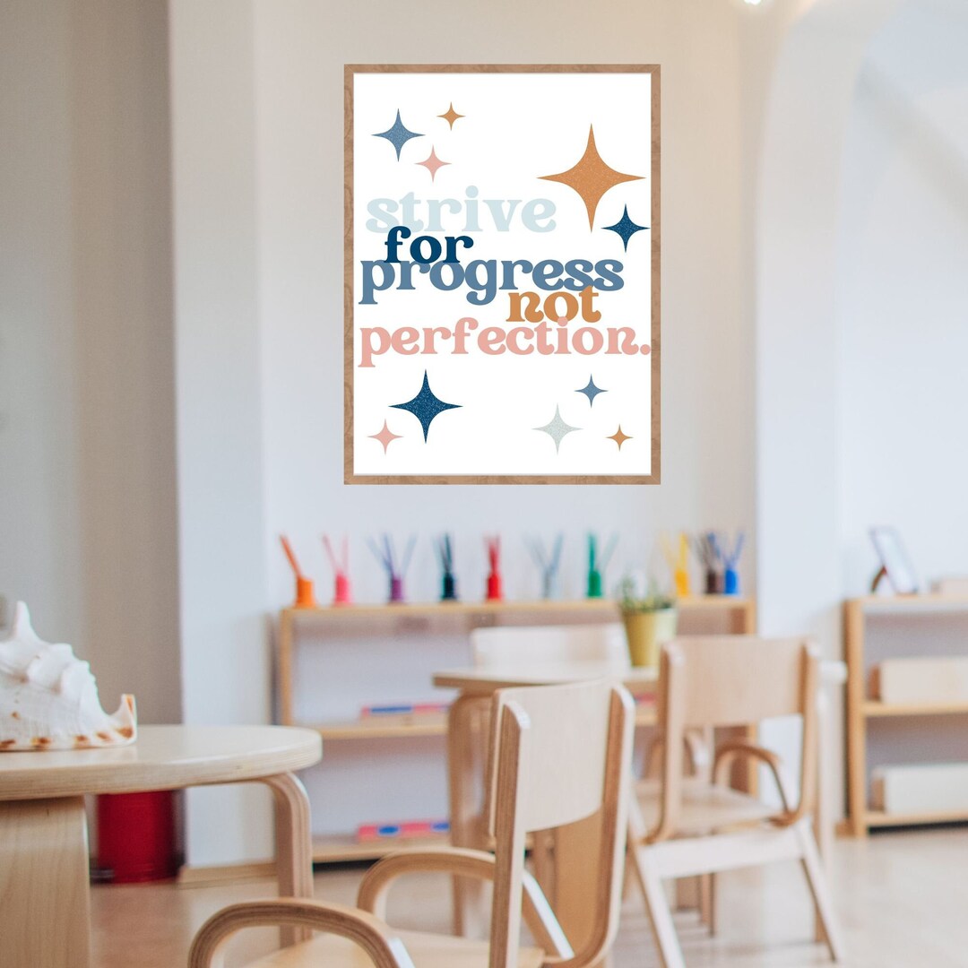 Progress Not Perfection | Teacher Digital Print | Classroom Art | Kids ...