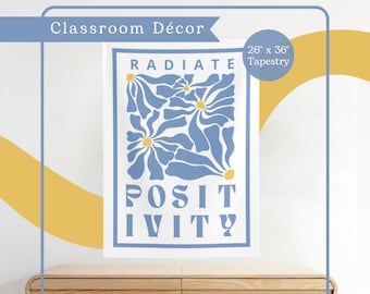 Wandteppich ausstrahlen | Motivierendes Schulposter | Retro, Blumen Klassenzimmer Dekor | Grundschullehrerin