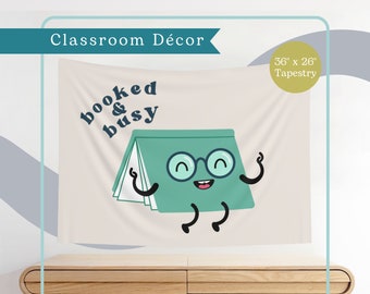 Booked and Busy Classroom Tapestry | Library Decor | English Teacher | Middle School Poster