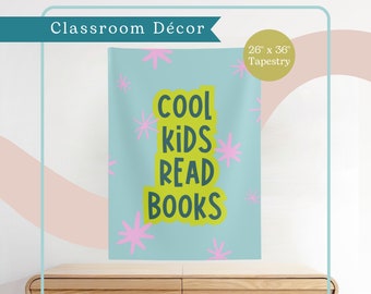 Cool Kids Read Books Classroom Tapestry | English Teacher, Library Décor |  Inspirational Poster - Neon Retro