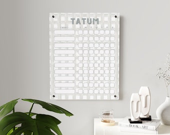 Personalized, Acrylic Chore Chart for Kids | custom, classic chore chart grey children girl dry erase acrylic homeschool girls boys