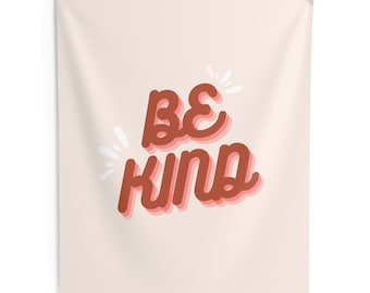 Be Kind Wall Tapestry | Pink Retro Inspirational Décor | Elementary Middle School