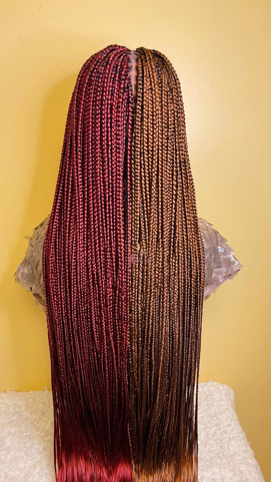 Half Wine Half Gold Knotless Box Braids. Knotless Braids Etsy Ireland