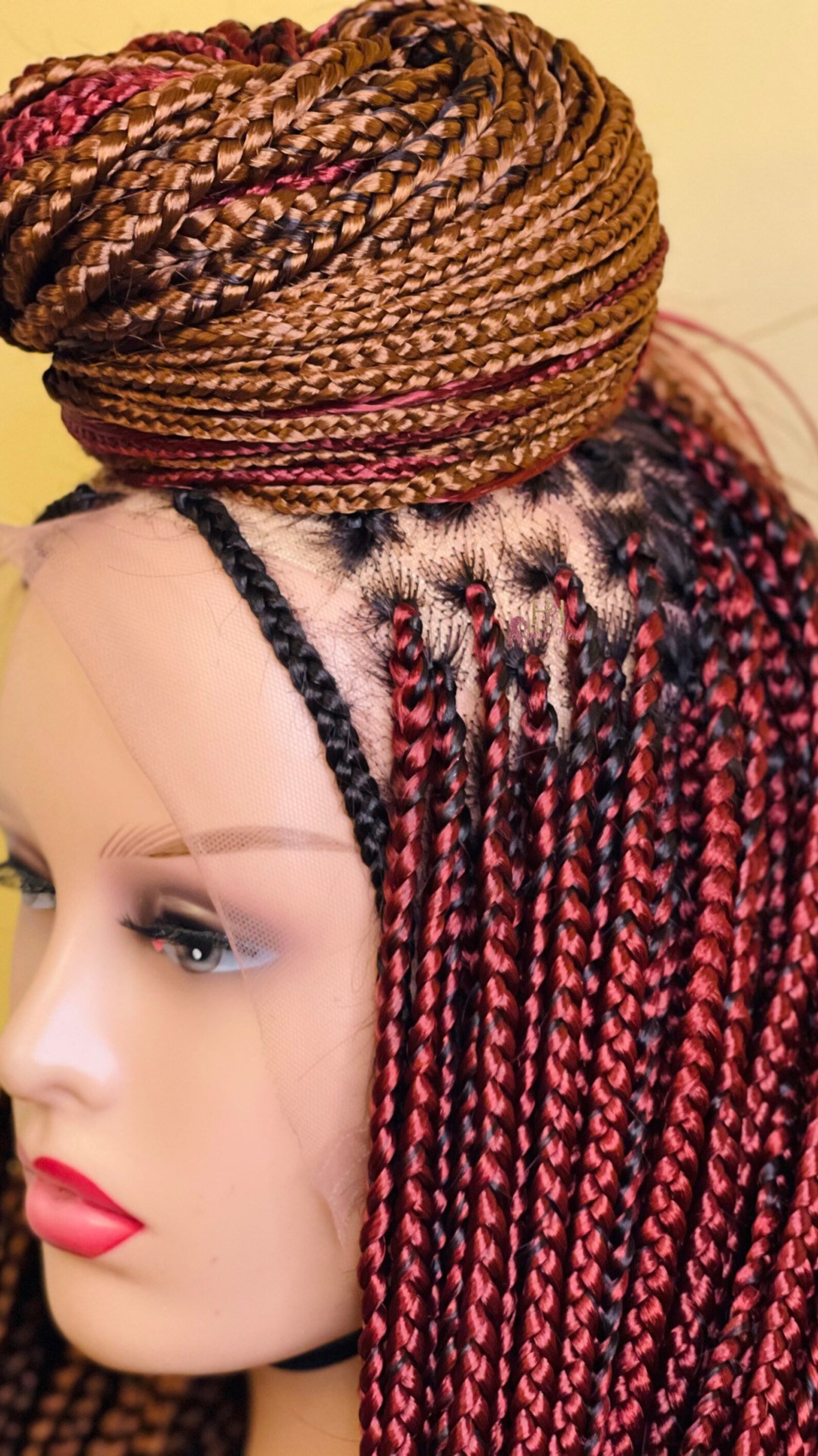 Half Wine Half Gold Knotless Box Braids. Knotless Braids Etsy Ireland