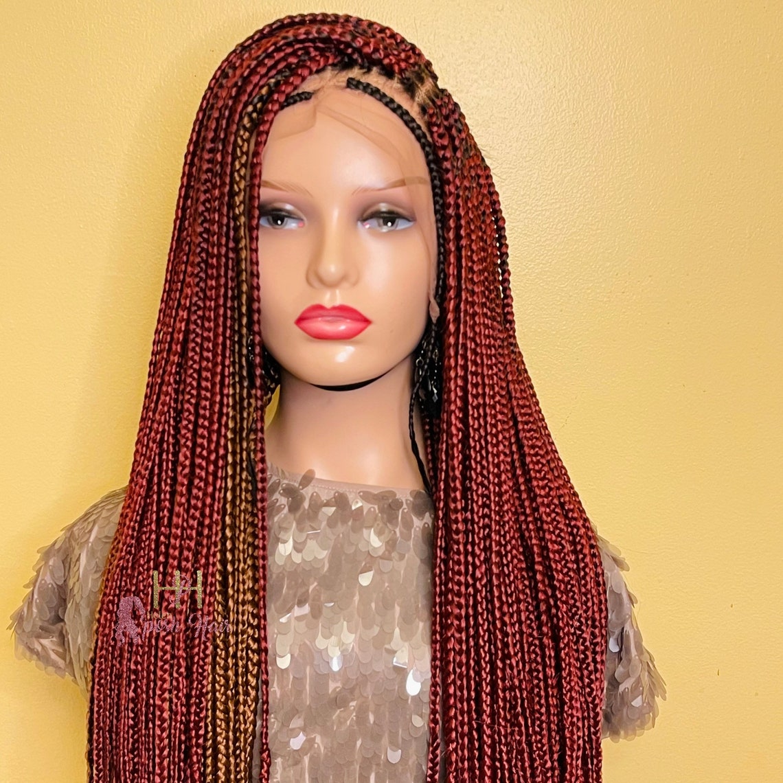 Half Wine Half Gold Knotless Box Braids. Knotless Braids Etsy Ireland