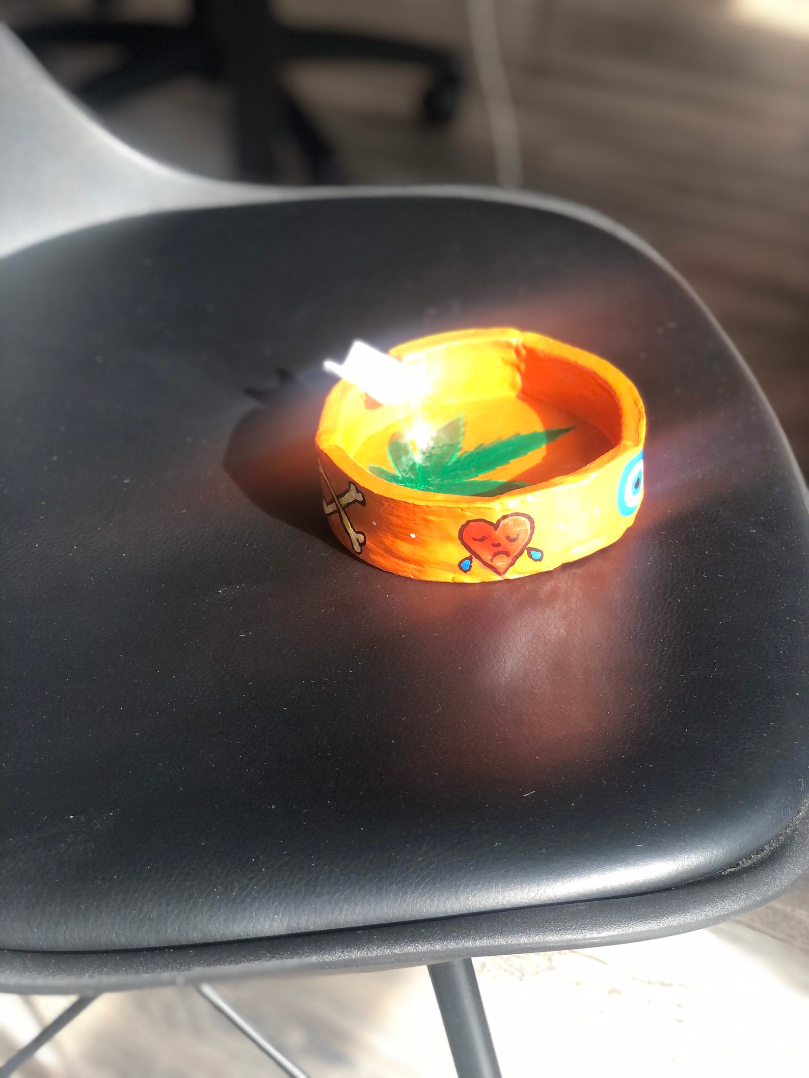 Hand painted ashtray hand sculpted air dry clay Etsy