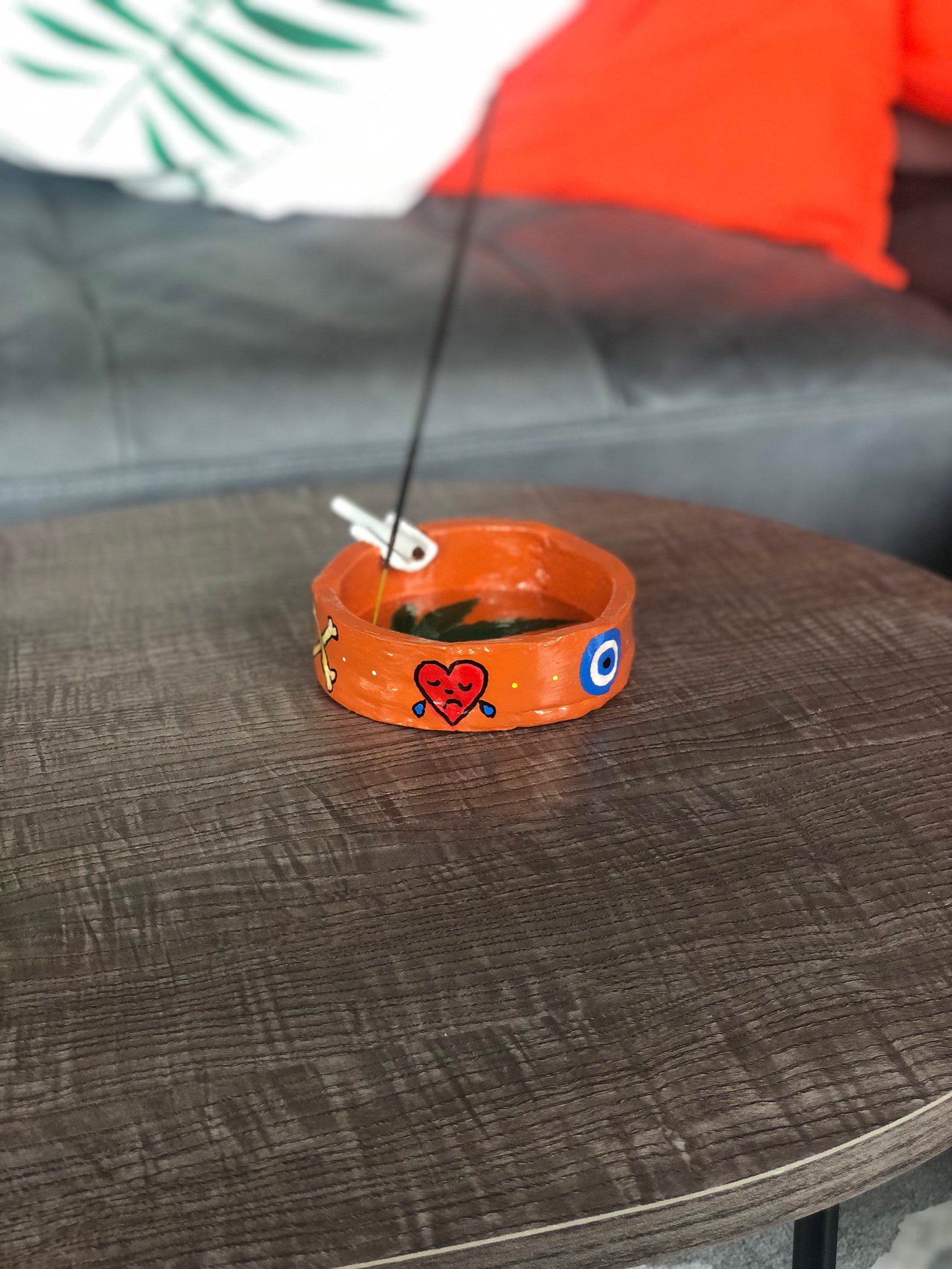 Hand painted ashtray hand sculpted air dry clay Etsy