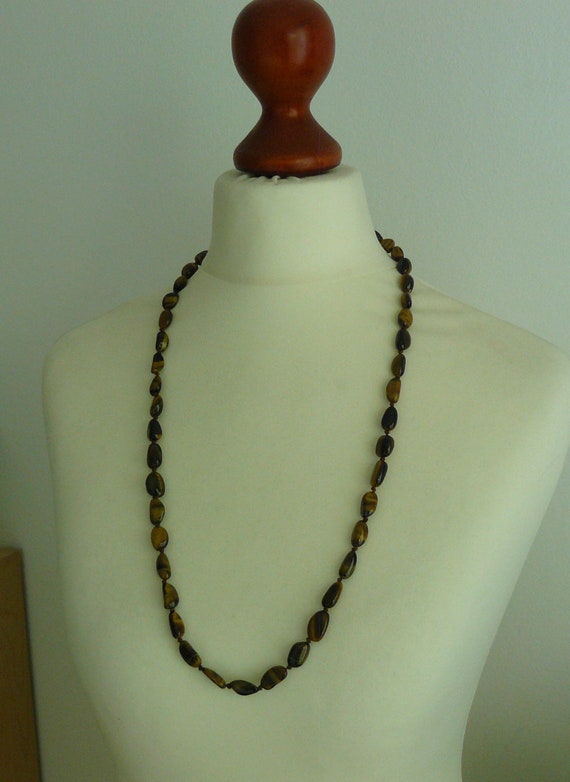 VINTAGE necklace with tiger eye stones around 198… - image 5