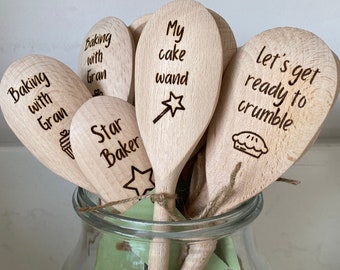 Personalised wooden baking spoon - laser engraved- perfect gift for bakers, birthdays, weddings, new home, wood anniversary, stocking filler