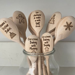 Personalised wooden spoons for Christmas - laser engraved baking spoon - Christmas gift for baker - baking gifts - baking stocking filler